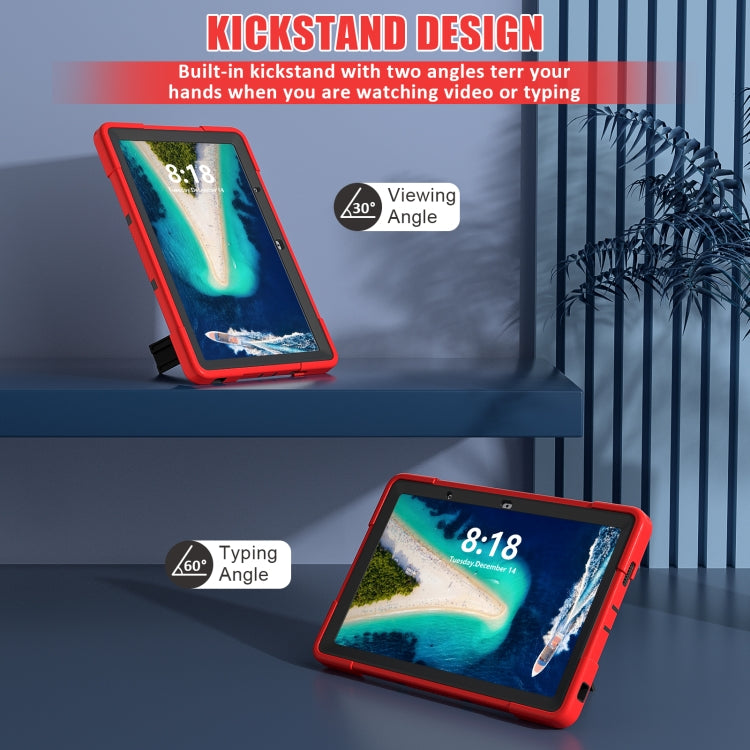For Lenovo Tab M10 5G 10.6 inch Contrast Color Silicone PC Tablete Case with Holder(Red Black)