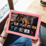 For Lenovo Tab M10 5G 10.6 inch Contrast Color Silicone PC Tablete Case with Holder(Rose Gold)