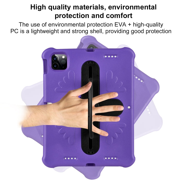 For iPad Pro 11 2024 Shield 360 Rotation Handle EVA Shockproof PC Tablet Case(Purple Black)
