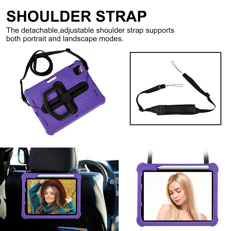 For iPad Pro 11 2024 Shield 360 Rotation Handle EVA Shockproof PC Tablet Case(Purple Black)
