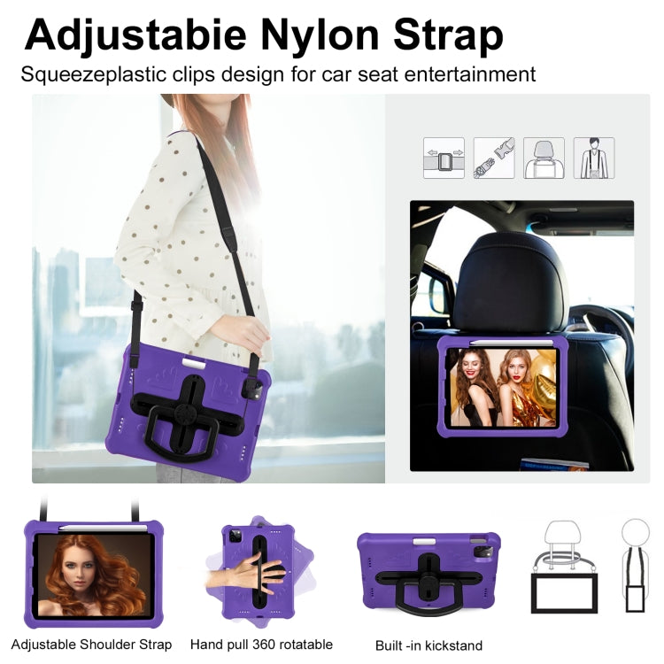For iPad Pro 11 2024 Shield 360 Rotation Handle EVA Shockproof PC Tablet Case(Purple Black)
