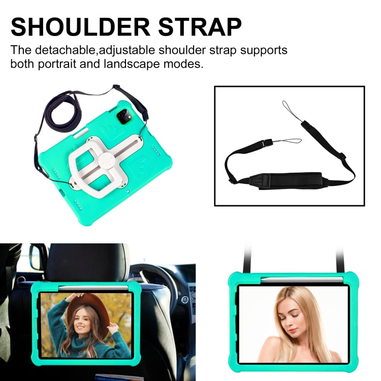 For iPad Pro 11 2024 Shield 360 Rotation Handle EVA Shockproof PC Tablet Case(Mint Green Beige)