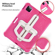 For iPad Pro 11 2024 Shield 360 Rotation Handle EVA Shockproof PC Tablet Case(Rose Red Beige)