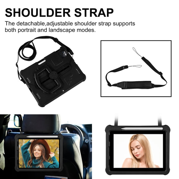 For iPad Air 11 2024 Shield 360 Rotation Handle EVA Shockproof PC Tablet Case(Black)