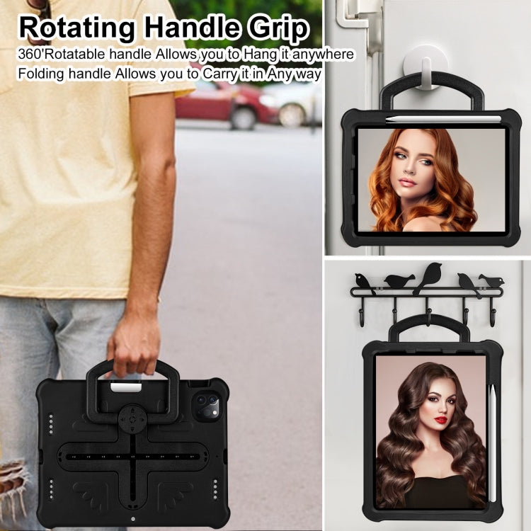 For iPad Air 11 2024 Shield 360 Rotation Handle EVA Shockproof PC Tablet Case(Black)