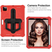 For iPad Air 11 2024 Shield 360 Rotation Handle EVA Shockproof PC Tablet Case(Red Black)