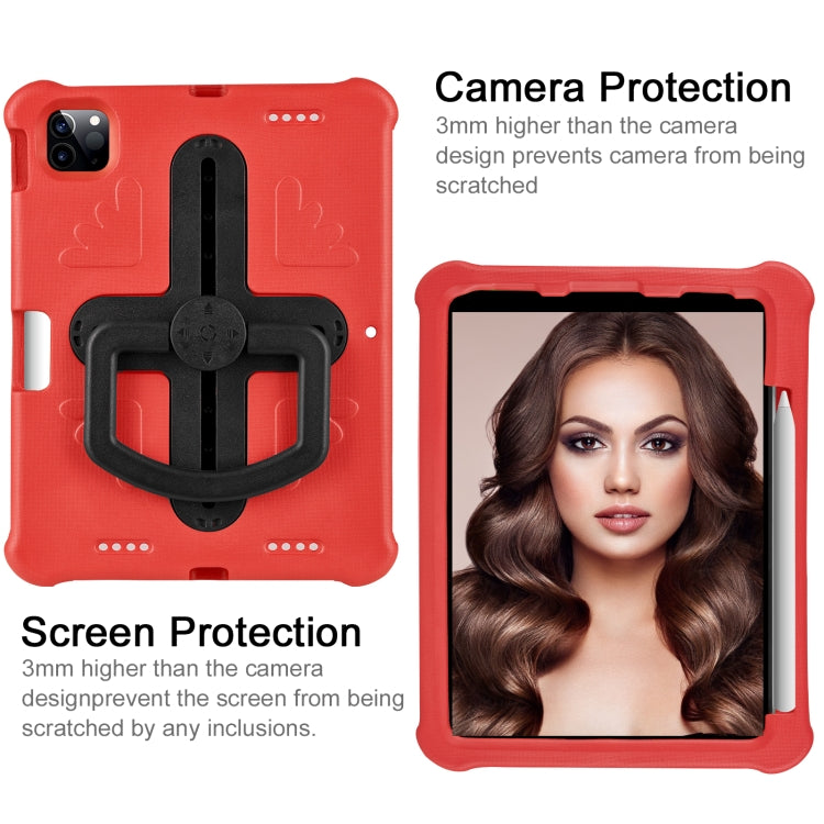 For iPad Air 11 2024 Shield 360 Rotation Handle EVA Shockproof PC Tablet Case(Red Black)