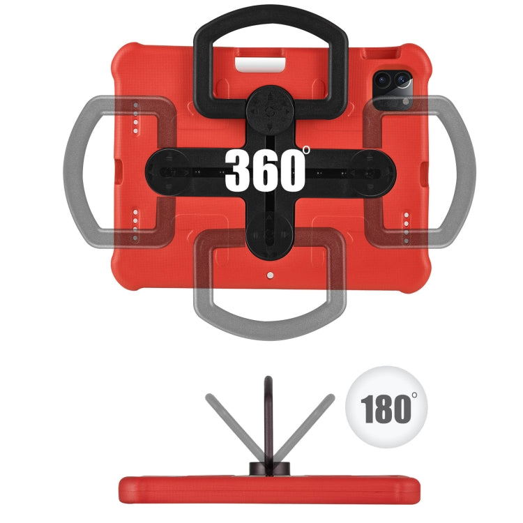 For iPad Air 11 2024 Shield 360 Rotation Handle EVA Shockproof PC Tablet Case(Red Black)