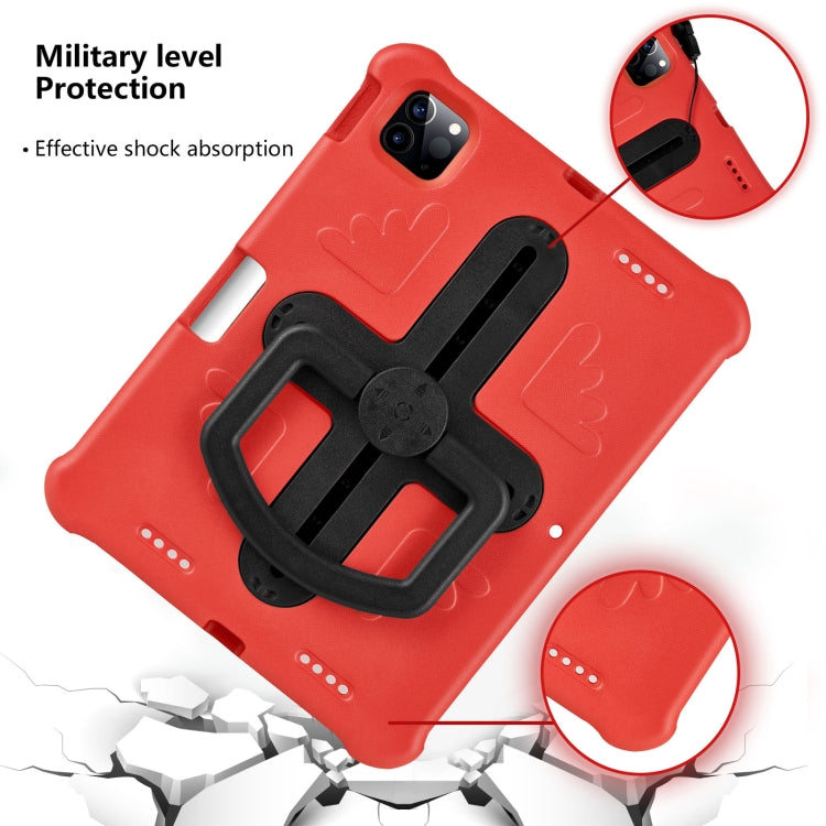 For iPad Air 11 2024 Shield 360 Rotation Handle EVA Shockproof PC Tablet Case(Red Black)
