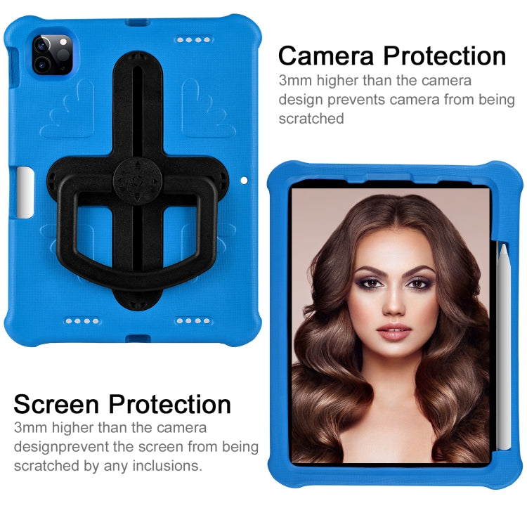 For iPad Air 11 2024 Shield 360 Rotation Handle EVA Shockproof PC Tablet Case(Blue Black)