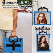 For iPad Air 11 2024 Shield 360 Rotation Handle EVA Shockproof PC Tablet Case(Blue Black)