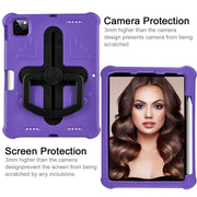 For iPad Air 11 2024 Shield 360 Rotation Handle EVA Shockproof PC Tablet Case(Purple Black)