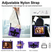 For iPad Air 11 2024 Shield 360 Rotation Handle EVA Shockproof PC Tablet Case(Purple Black)