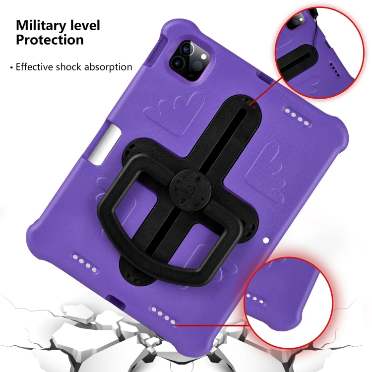 For iPad Air 11 2024 Shield 360 Rotation Handle EVA Shockproof PC Tablet Case(Purple Black)