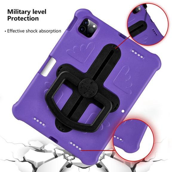For iPad Air 11 2024 Shield 360 Rotation Handle EVA Shockproof PC Tablet Case(Purple Black)