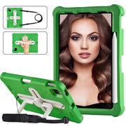 For iPad Air 11 2024 Shield 360 Rotation Handle EVA Shockproof PC Tablet Case(Green Beige)