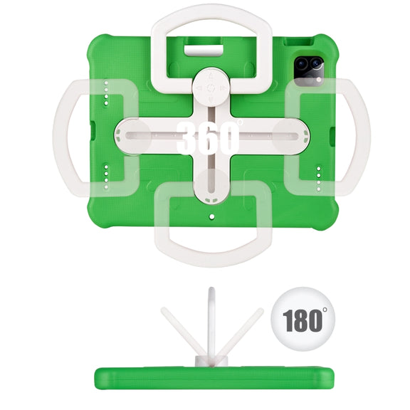For iPad Air 11 2024 Shield 360 Rotation Handle EVA Shockproof PC Tablet Case(Green Beige)