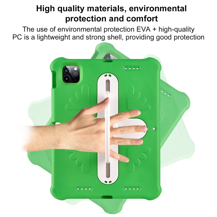 For iPad Air 11 2024 Shield 360 Rotation Handle EVA Shockproof PC Tablet Case(Green Beige)