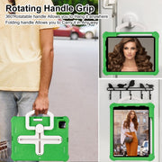 For iPad Air 11 2024 Shield 360 Rotation Handle EVA Shockproof PC Tablet Case(Green Beige)