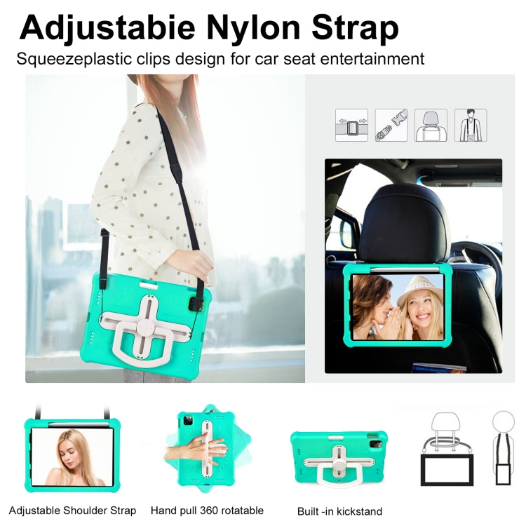For iPad Air 11 2024  / 2025 Shield 360 Rotation Handle EVA Shockproof PC Tablet Case(Mint Green Beige)