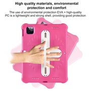 For iPad Air 11 2024 Shield 360 Rotation Handle EVA Shockproof PC Tablet Case(Rose Red Beige)