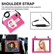 For iPad Air 11 2024 Shield 360 Rotation Handle EVA Shockproof PC Tablet Case(Rose Red Beige)
