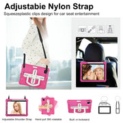 For iPad Air 11 2024 Shield 360 Rotation Handle EVA Shockproof PC Tablet Case(Rose Red Beige)