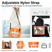 For iPad Air 11 2024 Shield 360 Rotation Handle EVA Shockproof PC Tablet Case(Orange Beige)