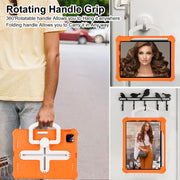 For iPad Air 11 2024 Shield 360 Rotation Handle EVA Shockproof PC Tablet Case(Orange Beige)