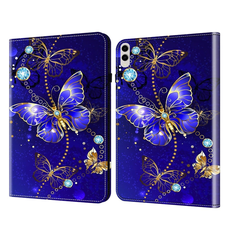 For Samsung Galaxy Tab S9 Ultra Crystal Texture Painted Leather Tablet Case(Diamond Butterflies)