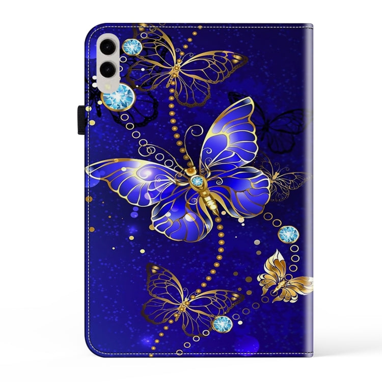 For Samsung Galaxy Tab S9 Ultra Crystal Texture Painted Leather Tablet Case(Diamond Butterflies)