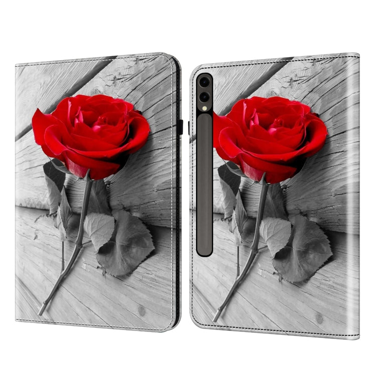 For Samsung Galaxy Tab S9+ / S9 FE+ Crystal Texture Painted Leather Tablet Case(Rose)