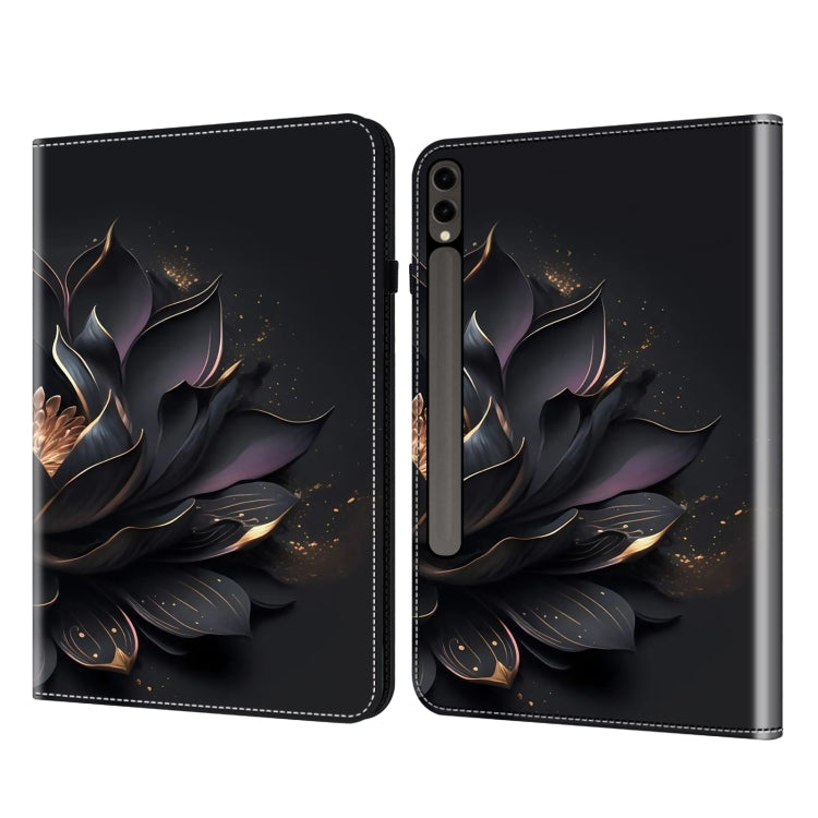 For Samsung Galaxy Tab S9+ / S9 FE+ Crystal Texture Painted Leather Tablet Case(Purple Lotus)