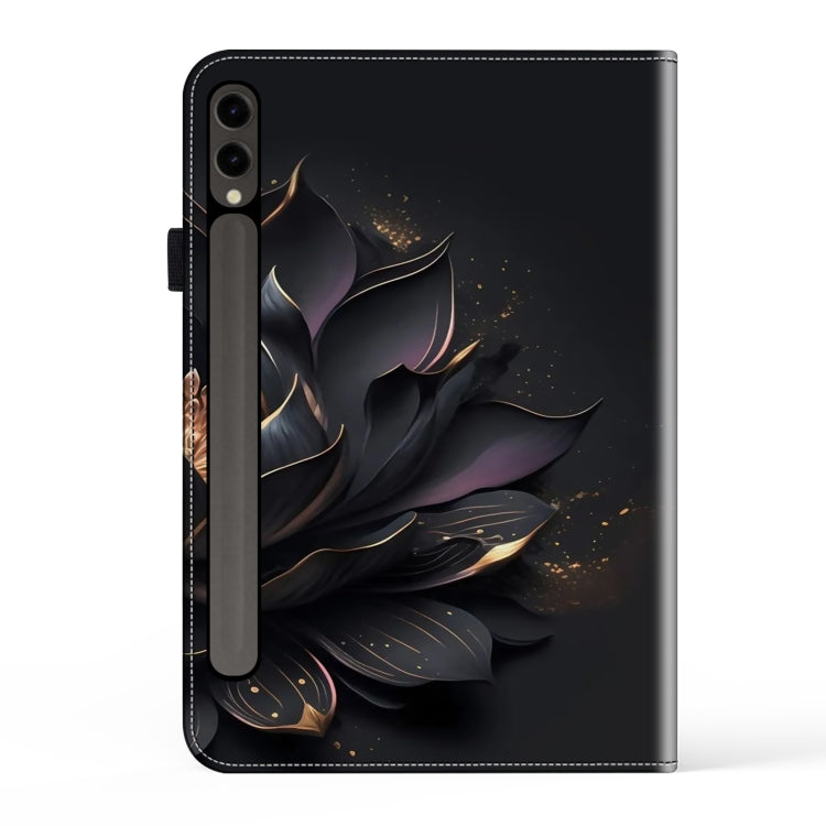 For Samsung Galaxy Tab S9+ / S9 FE+ Crystal Texture Painted Leather Tablet Case(Purple Lotus)