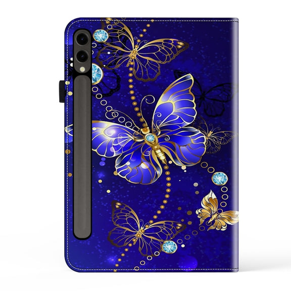 For Samsung Galaxy Tab S9+ / S9 FE+ Crystal Texture Painted Leather Tablet Case(Diamond Butterflies)