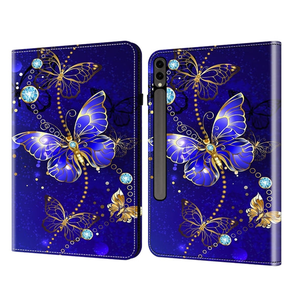 For Samsung Galaxy Tab S7 / S8 / S9 Crystal Texture Painted Leather Tablet Case(Diamond Butterflies)