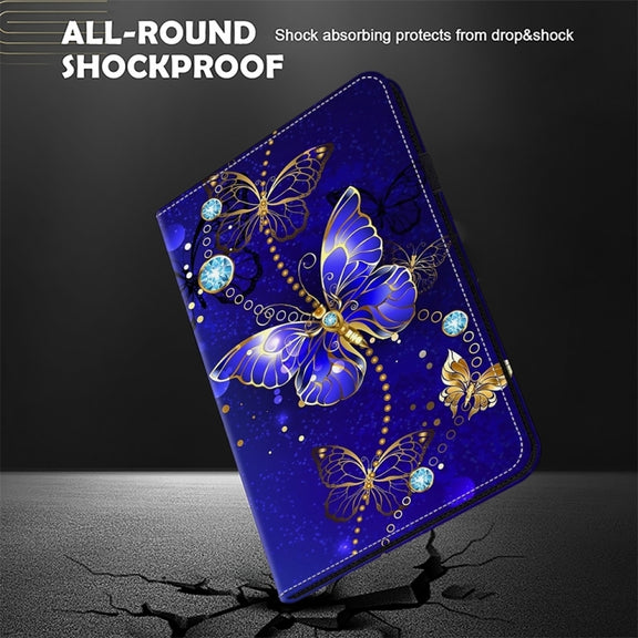 For Samsung Galaxy Tab S7 / S8 / S9 Crystal Texture Painted Leather Tablet Case(Diamond Butterflies)