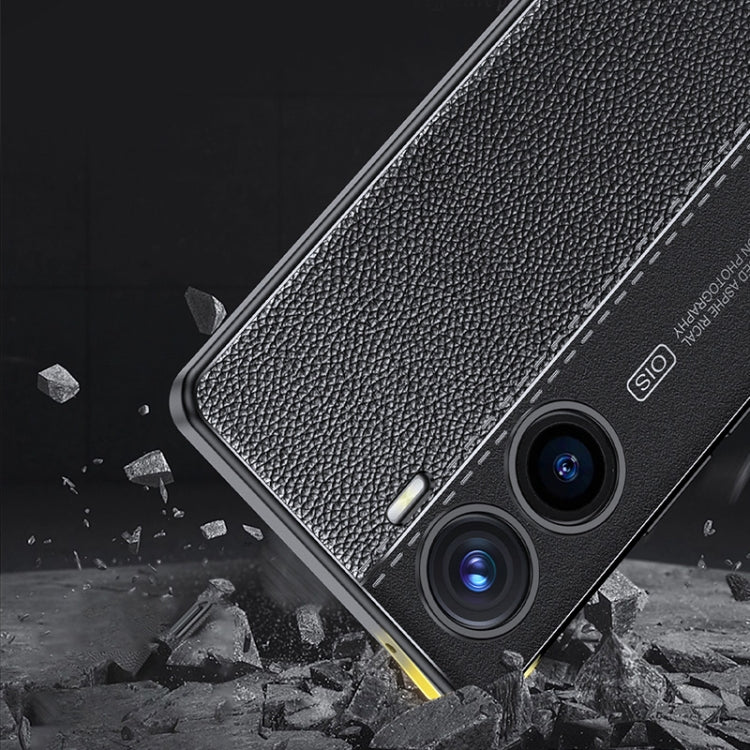 For vivo V29e Litchi Texture Shockproof TPU Phone Case(Black)