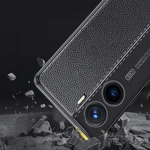 For vivo V29e Litchi Texture Shockproof TPU Phone Case(Black)
