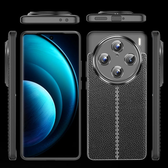 For vivo X100 Pro Litchi Texture Shockproof TPU Phone Case(Black)