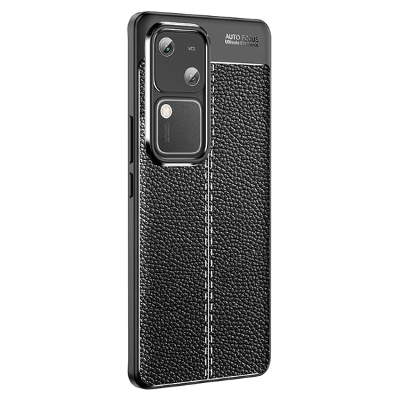 For vivo S18 Litchi Texture Shockproof TPU Phone Case(Black)