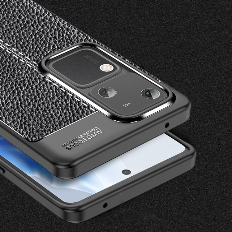 For vivo S18 Litchi Texture Shockproof TPU Phone Case(Black)