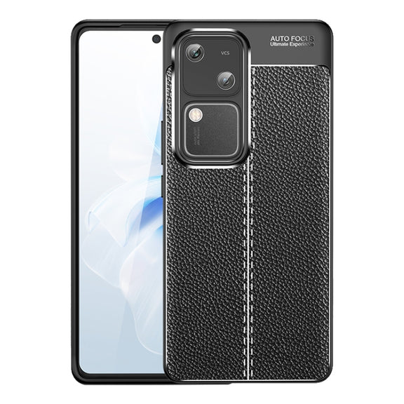 For vivo S18 Litchi Texture Shockproof TPU Phone Case(Black)