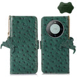 For Huawei Mate 60 Pro Ostrich Pattern Genuine Leather RFID Phone Case(Green) - free shipping - PMC TechLife - Order now!