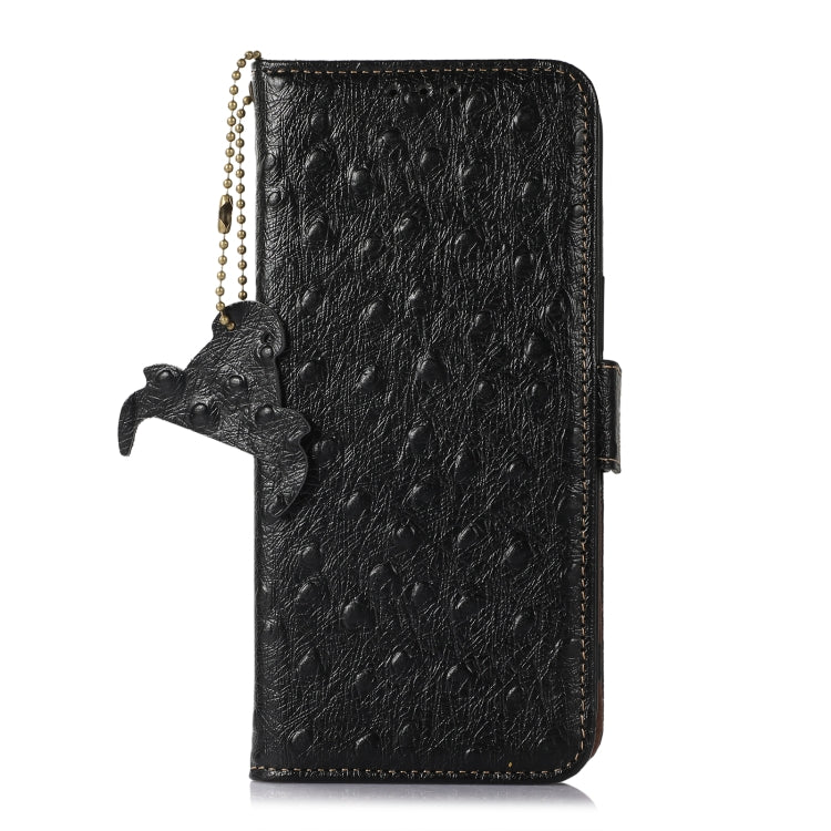 For Huawei Mate 60 Pro Ostrich Pattern Genuine Leather RFID Phone Case(Black)