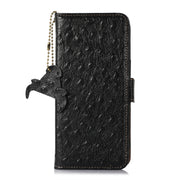 For Huawei Mate 60 Pro Ostrich Pattern Genuine Leather RFID Phone Case(Black)