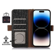 For Huawei Mate 60 Pro Ostrich Pattern Genuine Leather RFID Phone Case(Black)