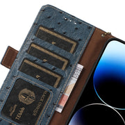 For Huawei Mate 60 Pro Ostrich Pattern Genuine Leather RFID Phone Case(Blue)