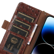 For Huawei Mate 60 Pro Ostrich Pattern Genuine Leather RFID Phone Case(Coffee)