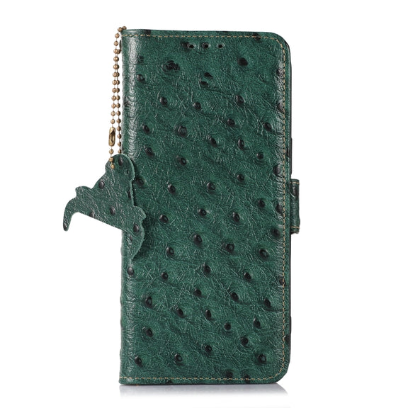 For Huawei Mate 60 Ostrich Pattern Genuine Leather RFID Phone Case(Green)